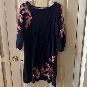 EUC Lilly Pulitzer Navy Coral Sweater Dress Size Large